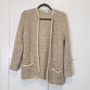 Adele Joyce Wool Blend Vintage Open Front Cardigan Size Medium Light Brown Tan